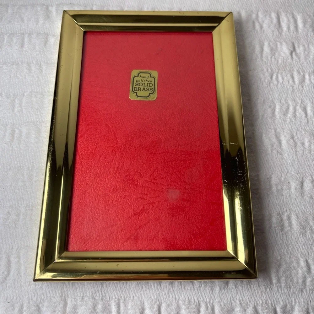 Vintage Solid Brass for 3x5 Photo Picture Frame glass Black velvet back 1970s